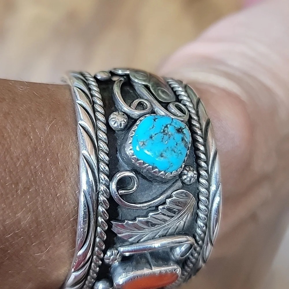 1950's Rare Navajo Sidewinder Cuff Bracelet Watch - Picture 6 of 16